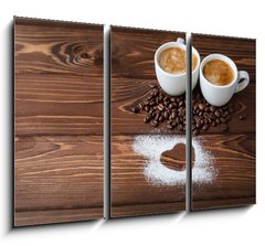 Obraz 3D třídílný - 105 x 70 cm F_BB76842456 - espresso coffee with sugar powdered heart