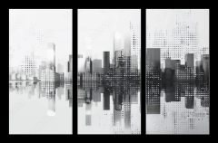 Obraz 3D tdln - 105 x 70 cm F_BB796484552 - Digital cityscape with dots creating modern urban skyline
