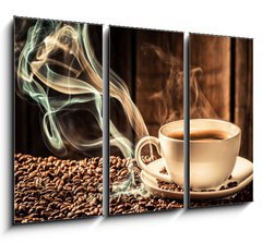 Obraz   Taste coffee cup with roasted seeds, 105 x 70 cm