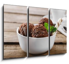 Obraz 3D tdln - 105 x 70 cm F_BB80747406 - ball coffee chocolate ice cream in a bowl - koule zmrzlina v kvov okold v misce