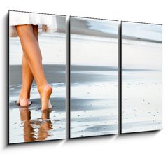 Obraz   Woman walking on sand beach, 105 x 70 cm