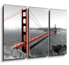 Obraz 3D tdln - 105 x 70 cm F_BB82486303 - Golden Gate Bridge Red Pop on B W
