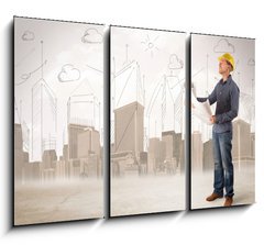 Obraz   Business engineer planing at construction site with city backgro, 105 x 70 cm