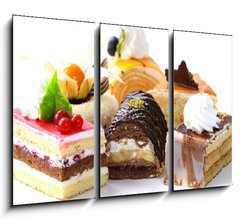 Obraz 3D tdln - 105 x 70 cm F_BB96319616 - Assorted different mini cakes with cream, chocolate and berries - Rozmanit mini kole se smetanou, okoldou a bobulemi