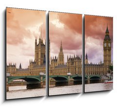 Obraz 3D tdln - 105 x 70 cm F_BB9632866 - Stormy Skies over Big Ben and the Houses of Parliament - Bouliv nebe nad Big Benem a domy Parlamentu