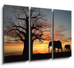 Obraz 3D tdln - 105 x 70 cm F_BB9699496 - Group of elephant in africa - Skupina slon v Africe