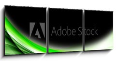 Obraz 3D třídílný - 150 x 50 cm F_BM100723245 - Abstract Green Wave Black Background Design - Abstraktní zelená vlna design černé pozadí