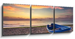 Obraz 3D tdln - 150 x 50 cm F_BM101100206 - Boat and sunrise