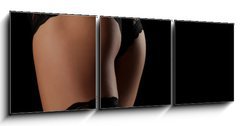 Obraz 3D třídílný - 150 x 50 cm F_BM105502360 - Back view of beautiful female bottom in lacy panties and nylon stockings - Zadní pohled na krásné ženské dno v krajkové kalhotky a nylonové punčochy