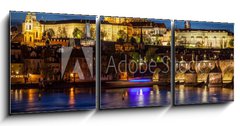 Obraz 3D tdln - 150 x 50 cm F_BM110013090 - Prague Castle, Hradcany reflecting in Vltava river in Prague, Czech Republic at night