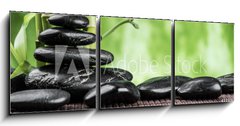 Obraz 3D třídílný - 150 x 50 cm F_BM123260109 - spa concept with zen basalt stones - spa koncept s zen čedičové kameny