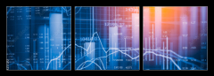 Obraz 3D třídílný - 150 x 50 cm F_BM131421720 - Stock market indicator and financial data view from LED. Double