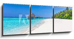 Obraz 3D tdln - 150 x 50 cm F_BM133424507 - Panorama of wide sandy beach on a tropical island in Maldives
