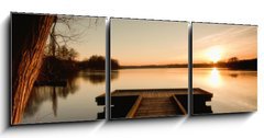 Obraz 3D tdln - 150 x 50 cm F_BM13378317 - The bridge to the lake under the sunset - Most pes jezero pod zpadem slunce