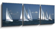 Obraz 3D třídílný - 150 x 50 cm F_BM1375692 - start of a sailing regatta - začátek plachetní regaty