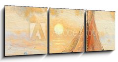 Obraz 3D tdln - 150 x 50 cm F_BM137842735 - Sea, boats, fisherman, oil paintings - Moe, lod, ryb, olejomalby