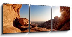 Obraz 3D tdln - 150 x 50 cm F_BM14081453 - Cave and sunset in the desert mountains