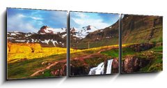 Obraz 3D tdln - 150 x 50 cm F_BM141472672 - The beautiful landscape of mountains and rivers in Iceland. - Krsn krajina hor a ek na Islandu.