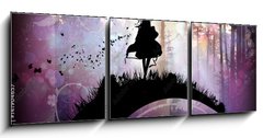 Obraz 3D třídílný - 150 x 50 cm F_BM141904657 - Evening in the magical Forest cartoon character in the real world silhouette art photo manipulation