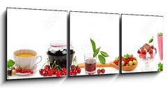 Obraz 3D tdln - 150 x 50 cm F_BM165225169 - Panoramic wide collage for skinali. Fruit, drinks, healthy food. Isolated on white