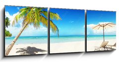 Obraz 3D tdln - 150 x 50 cm F_BM166899372 - Sonnenliegen am Strand