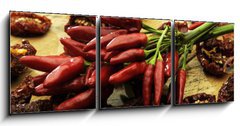 Obraz   Pomodori secchi e peperoncini rossi, 150 x 50 cm