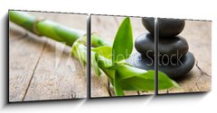 Obraz 3D tdln - 150 x 50 cm F_BM176854248 - Hot stone with bamboo