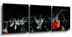 Obraz 3D tdln - 150 x 50 cm F_BM193446004 - group of vegetables in water splash