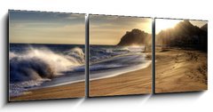 Obraz   Wave on beach with sun shining., 150 x 50 cm