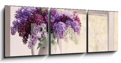 Obraz 3D tdln - 150 x 50 cm F_BM200078828 - lilac in jug on old windowsill background
