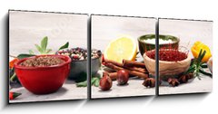 Obraz 3D tdln - 150 x 50 cm F_BM201764347 - Spices and herbs on table. Food and cuisine ingredients.