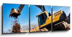 Obraz 3D tdln - 150 x 50 cm F_BM202023739 - excavator loader machine at construction site