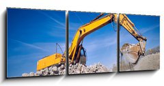 Obraz 3D tdln - 150 x 50 cm F_BM202023771 - excavator loader machine at construction site
