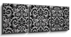 Obraz 3D tdln - 150 x 50 cm F_BM215761199 - Wallpaper in the style of Baroque. Seamless vector background. Black floral ornament. Graphic pattern for fabric, wallpaper, packaging. Ornate Damask flower ornament