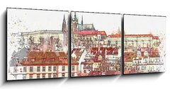 Obraz 3D tdln - 150 x 50 cm F_BM222609286 - illustration of a beautiful view of Prague in the Czech Republic. Watercolor sketch