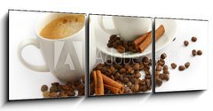 Obraz 3D tdln - 150 x 50 cm F_BM22406738 - Coffee cup and grain on white background