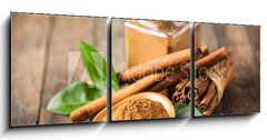 Obraz 3D tdln - 150 x 50 cm F_BM224205694 - Fresh cinnamon sticks and powder