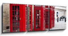 Obraz 3D třídílný - 150 x 50 cm F_BM22726107 - Typical red London phone booth - Typická červená londýnská telefonní budka