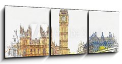 Obraz 3D tdln - 150 x 50 cm F_BM250660877 - Watercolor sketch or illustration of a beautiful view of the Big Ben and the Houses of Parliament in London in the UK