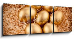 Obraz 3D třídílný - 150 x 50 cm F_BM27774128 - Golden eggs - Zlatá vejce