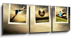 Obraz   Photocards of football players on the outdoor field, 150 x 50 cm