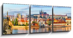 Obraz   Prague panorama with Charles Bridge and Prague Castle at background, Czech Republic, 150 x 50 cm