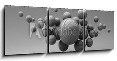 Obraz 3D tdln - 150 x 50 cm F_BM285452318 - Flying spheres on a white background. 3d rendering. Illustration for advertising.