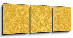 Obraz 3D třídílný - 150 x 50 cm F_BM28895501 - Luxury seamless golden floral wallpaper - Luxusní bezešvé zlaté květinové tapety