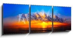Obraz 3D tdln - 150 x 50 cm F_BM299602179 - panorama of sunset with lighted clouds on the sea