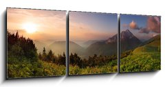 Obraz 3D třídílný - 150 x 50 cm F_BM30337754 - Roszutec peak in sunset - Slovakia mountain Fatra - Roszutec vrchol při západu slunce