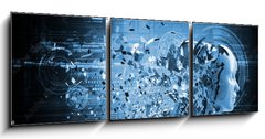 Obraz 3D třídílný - 150 x 50 cm F_BM31245116 - abstract character shattered into pieces - abstraktní postava rozbitá na kusy
