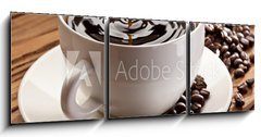 Obraz 3D tdln - 150 x 50 cm F_BM32232147 - Drop falling into a cup of coffee