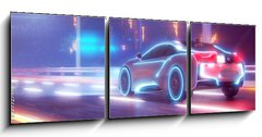 Obraz 3D tdln - 150 x 50 cm F_BM327727860 - Future car going on the road 3d illustration