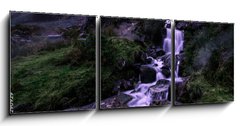 Obraz 3D třídílný - 150 x 50 cm F_BM334290929 - Snowdonia National Park sunrise, waterfall cascades with views of Afon Lloer - Východ slunce v národním parku Snowdonia, kaskády vodopádů s výhledem na Afon Lloer